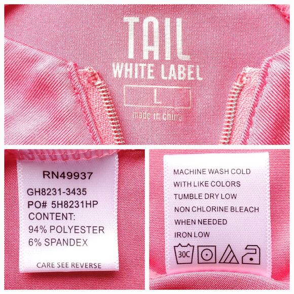 Tail White Label Womens L Pink 1/4 Zip Elbow Sleeve Mock Neck Polo Golf Tennis - Picture 3 of 7